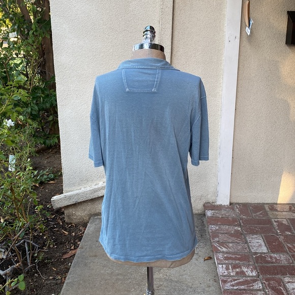 John Varvatos blue Leroy Johnny collar style 100% cotton men’s stretchy shirt - Picture 7 of 11